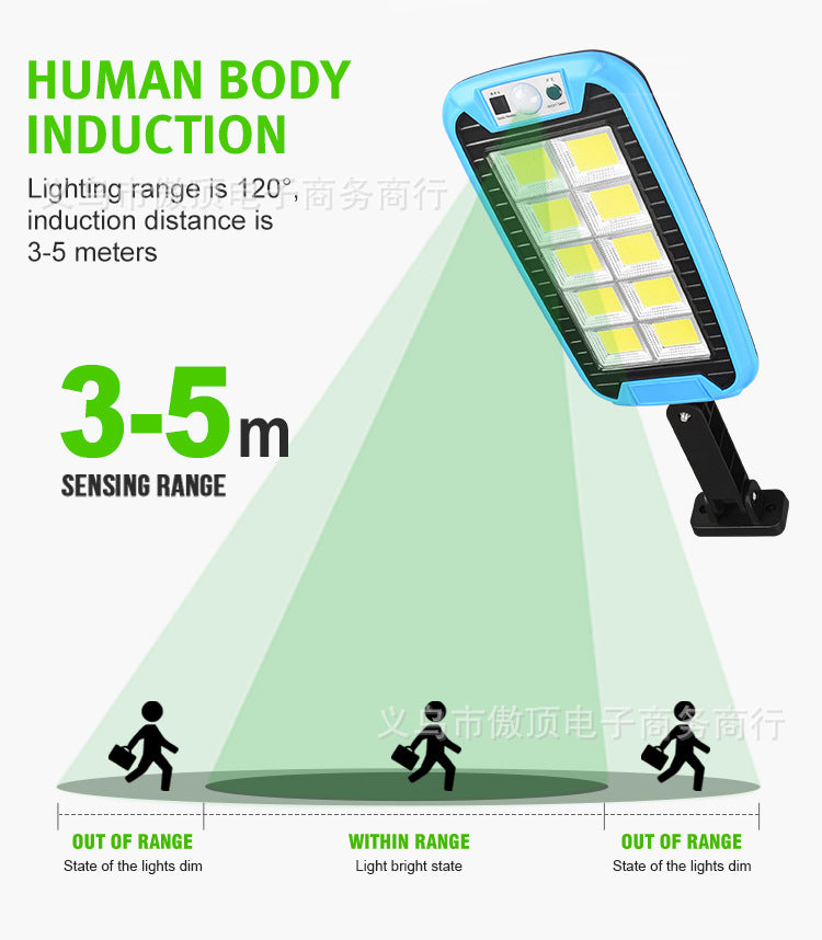 New Solar Light Outdoor Human Body Induction Light with Remote Control Wall Light Waterproof Garden Light LED Garage Light Street Light