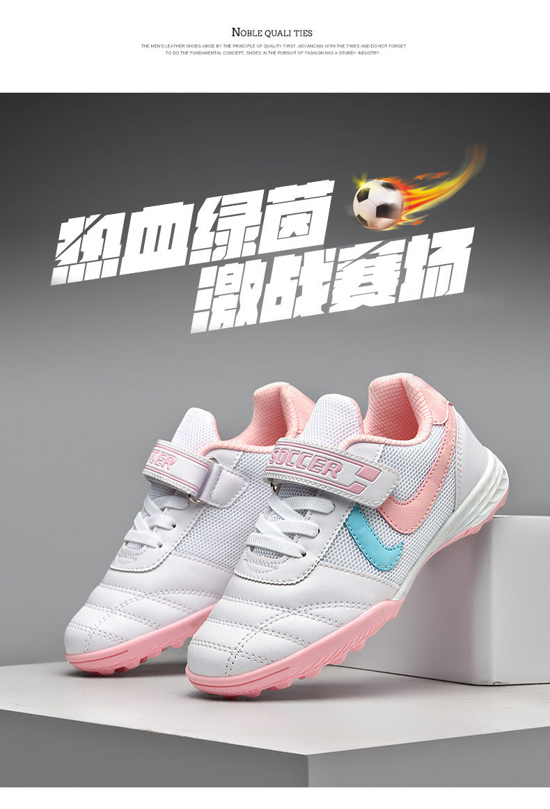 New football shoes for men and women with Velcro for children TF Broken Nail Style Youth Student Grassland Flat Training Shoes