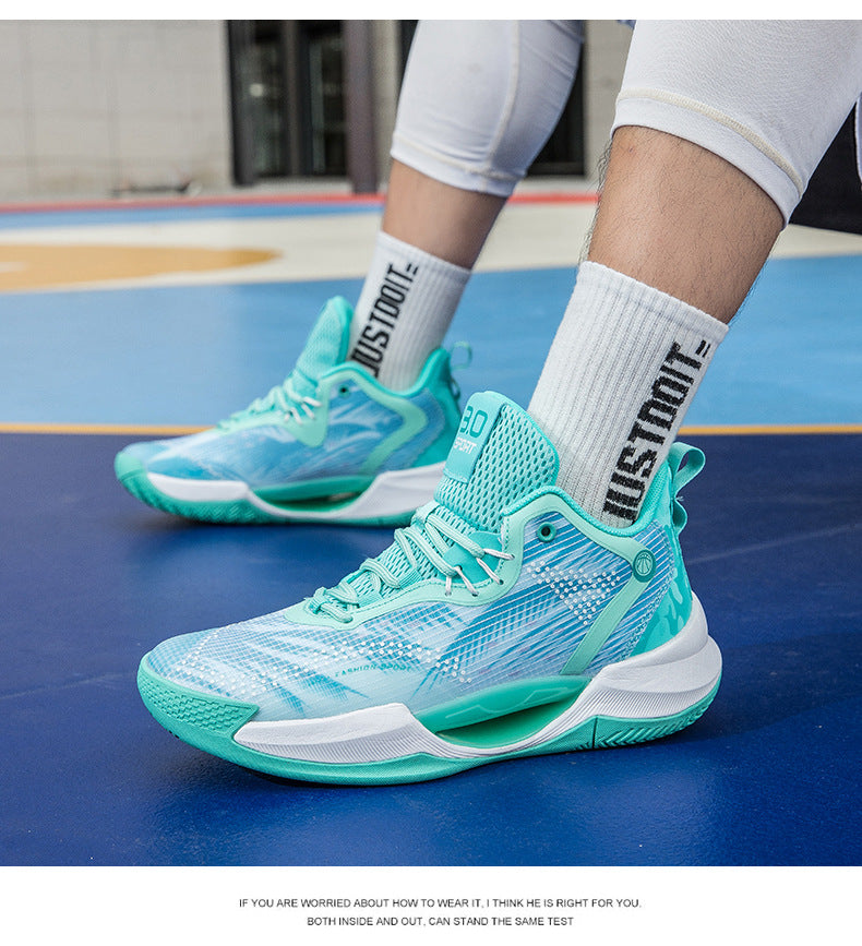 New Trendy Fashion Basketball Shoes Breathable Mesh Sports Shoes High Top Luminous Lightweight Comfortable Men's Sneakers