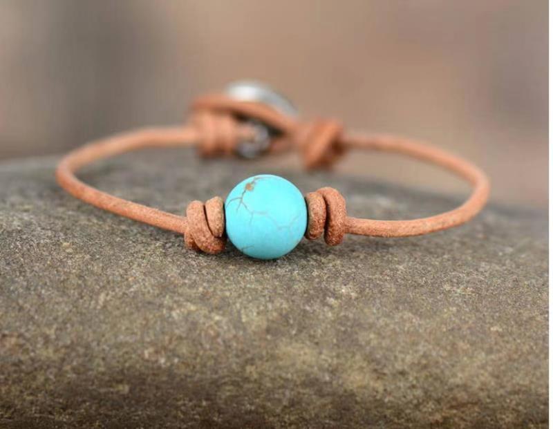 Amethyst Bracelet Men's Volcanic Stone Long Blue Point Bracelet Pyrite White Pine Braided Bracelet