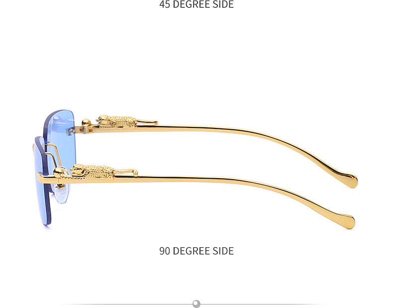 New Fashion Small Frame Square Sunglasses Men's Sunglasses Women's European and American Trendy Rimless Sunglasses Men