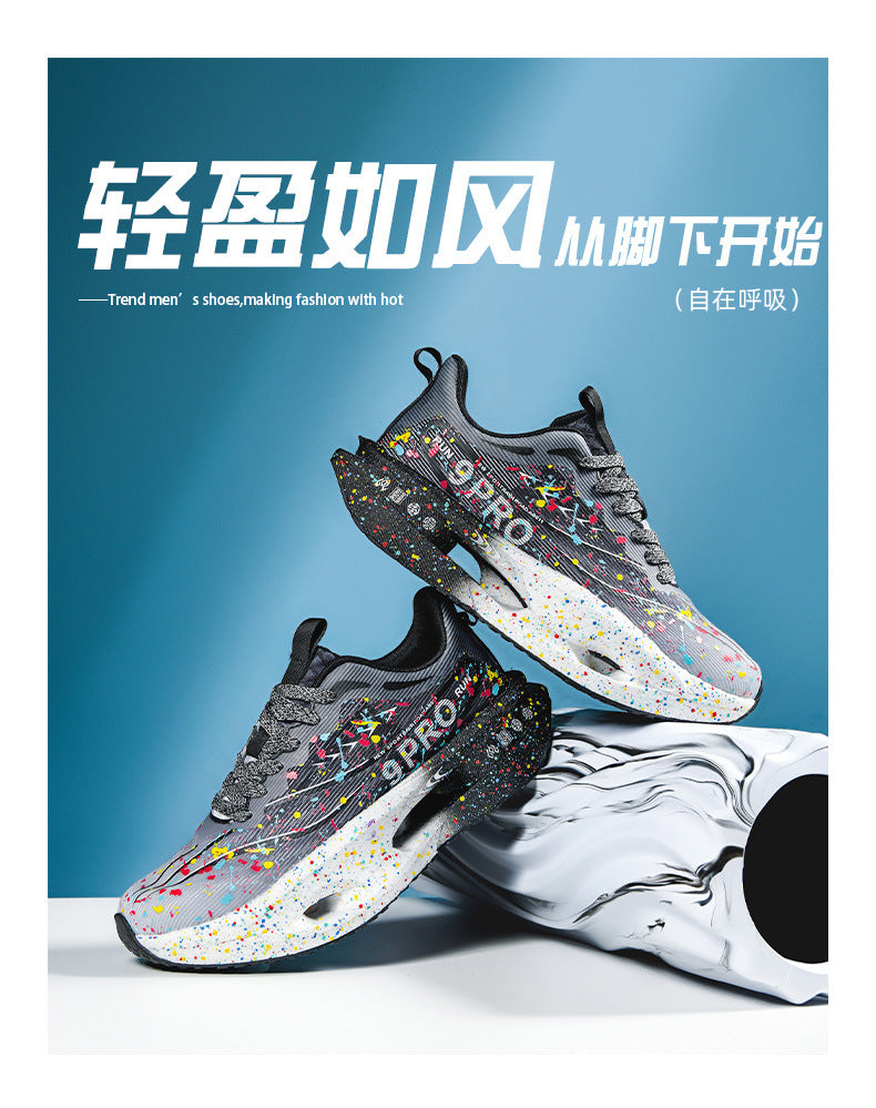 2025Autumn New Red Rabbit9Fluorescent Parent-Child Comfortable Sports Shoes High Elasticity Really Soft Sole Carbon Plate Wear-Resistant Running