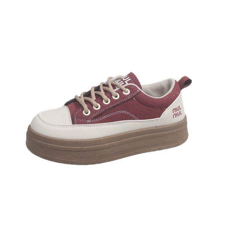 Thick-soled Height-increasing Women's Sneakers2025Spring New Niche Original Retro White Sneakers Sports Casual Shoes