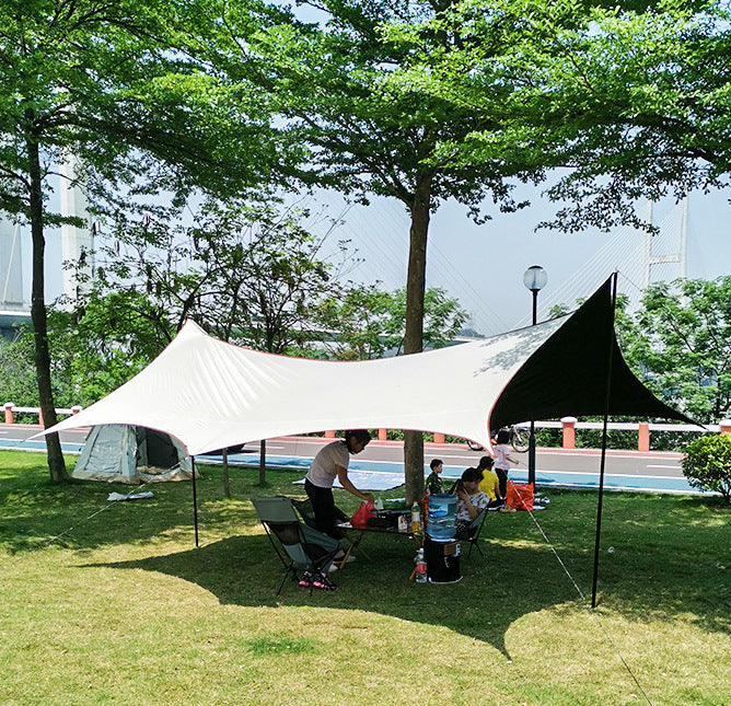 Outdoor Camping Canopy Portable Foldable Camping Gear Rainproof Sunproof Awning Black Coating Sunshade Travel Gear