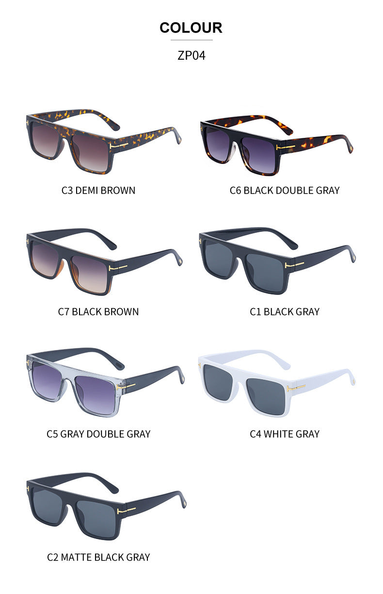European and American retro women's sunglasses T Square Frame Sunglasses for Women Trendy Glasses Wholesale sunglasses