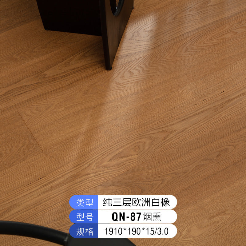 Source Factory European White Oak Pure Three-Layer Solid Wood Flooring for Underfloor Heating Modern Style Villa Home Use ENF Environmental Protection