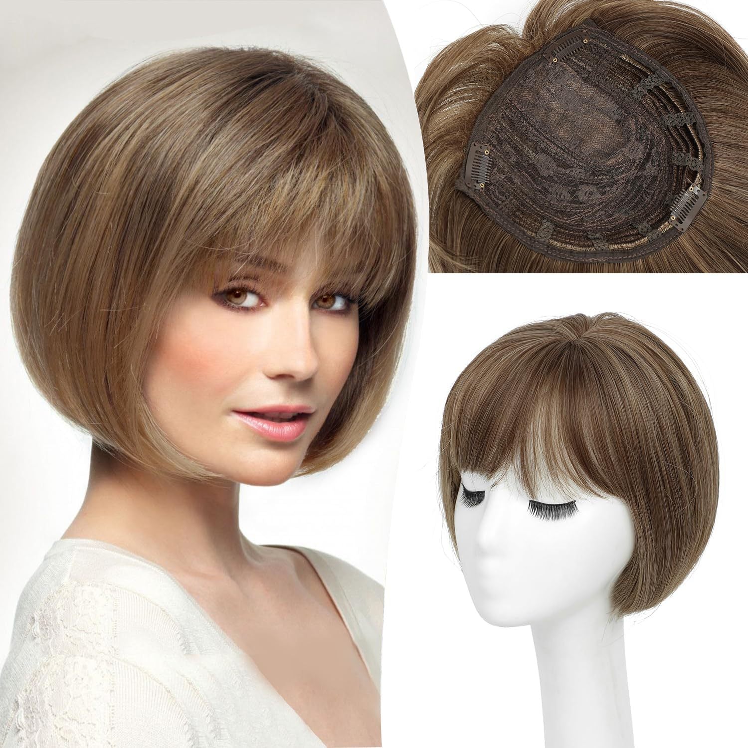 Women's Hair Topper Hairpiece bobo Head Export Cross-Border European and American Synthetic Hair Bangs Hairpiece