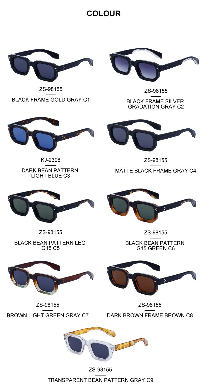 New European and American Fashion Square Frame Sunglasses for Men, Simple Personality Black Frame Glasses sunglasses