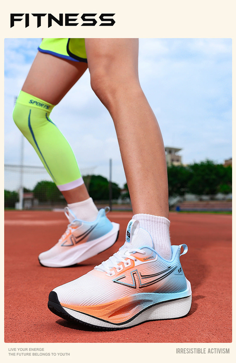 New Marathon Racing Anti-Slip Wear-Resistant Running Shoes Couple Popcorn Carbon Plate Cushioning Rebound Soft Sole Sports Shoes