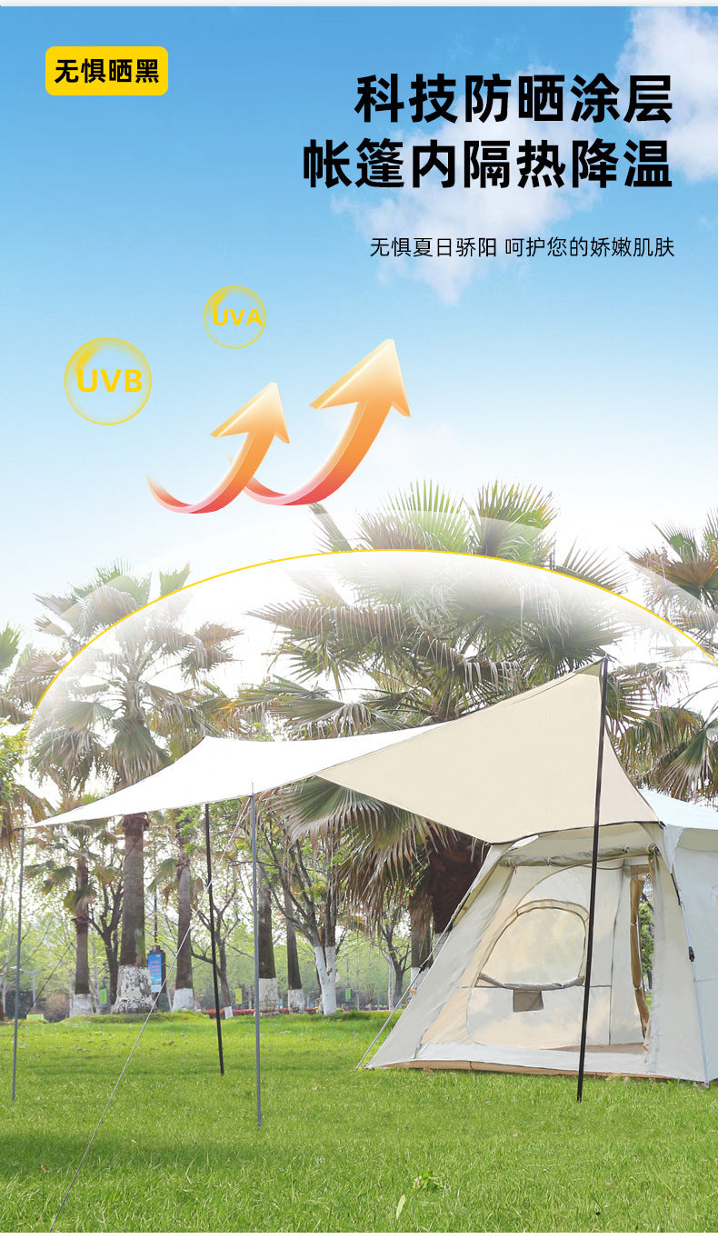 Canopy Tent 2-in-1 Outdoor Camping Waterproof Fabric Full Set Thickened Silver Coating Sunproof Rainproof Four Seasons Tent