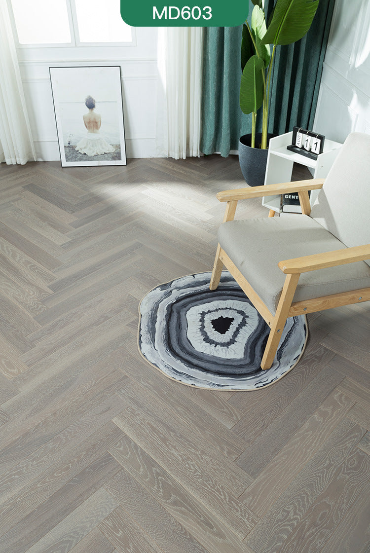 In-stock wholesale with on-site installation Herringbone Locking Floor Heating New Three-Layer Solid Wood Flooring Oak Black Walnut Flooring