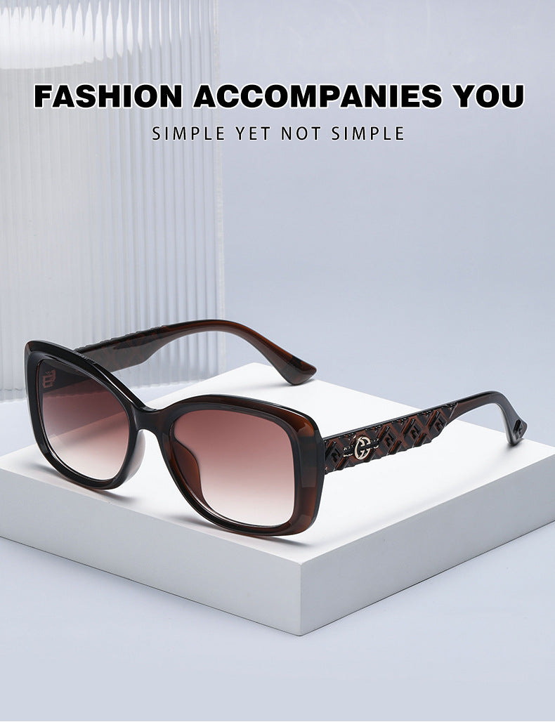 2025New European and American Fashion Large Frame Cat Eye Sunglasses for Women High-end Sun Protection Sunglasses for Women Trendy sunglasses