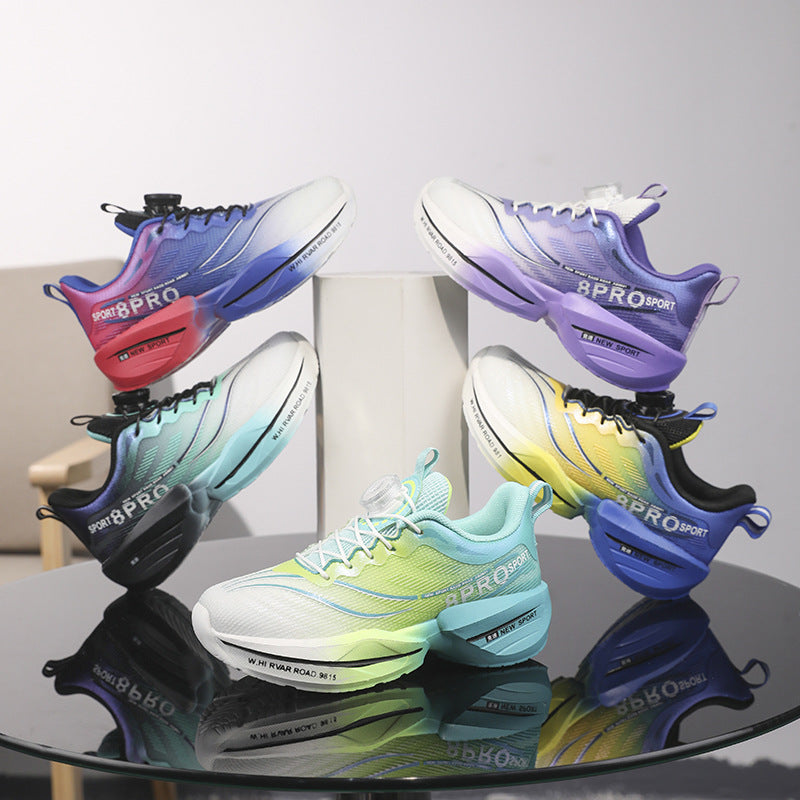 Red Rabbit8pro Rotating Button Children's Shoes Lightweight Shock Absorption Rebound Non-Slip Running Shoes Boys and Girls Students Physical Test Sports Shoes