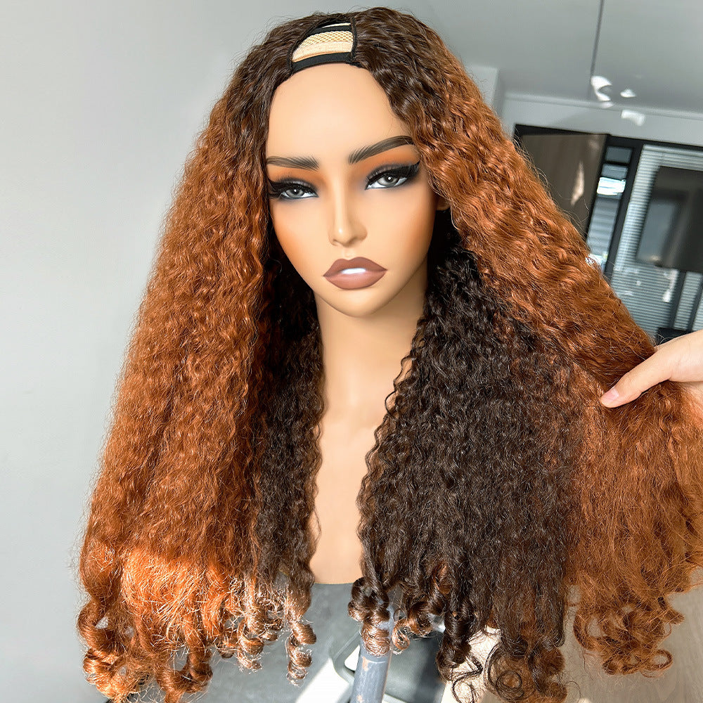 DR2/9T2 Ombre Burgundy V part Afro Wig with Curly End