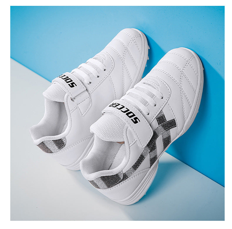 New football shoes for men and women with Velcro for children TF Broken Nail Style Youth Student Grassland Flat Training Shoes