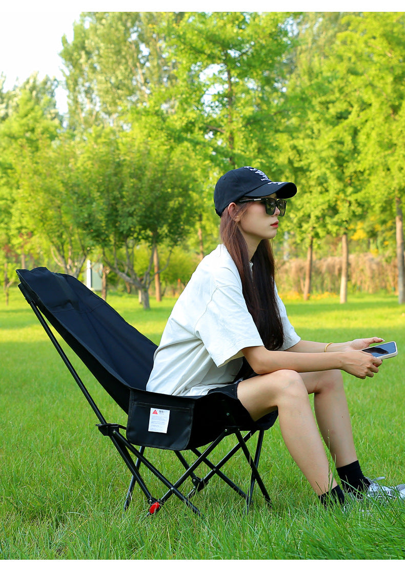 Three-Position Adjustable Moon Chair Reclining Heightened Backrest Outdoor Folding Camping Portable Multi-Functional Chair Camping Chair