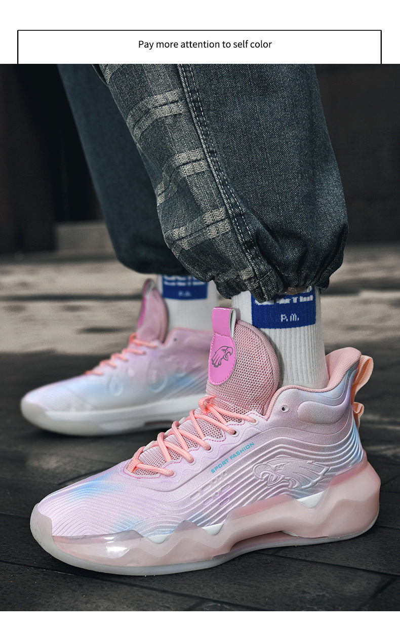 2025New Fashion Rubber Sole Sports Trendy Shoes for Teenagers, Personalized Professional High-Top Wear-Resistant Basketball Shoes