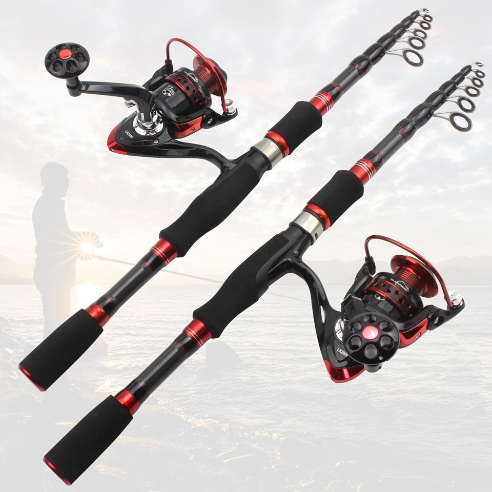 Wholesale Retractable Lure Rod Set Straight Handle Lure Spinning Reel Lure Bait Combination European and American Popular Fishing Gear