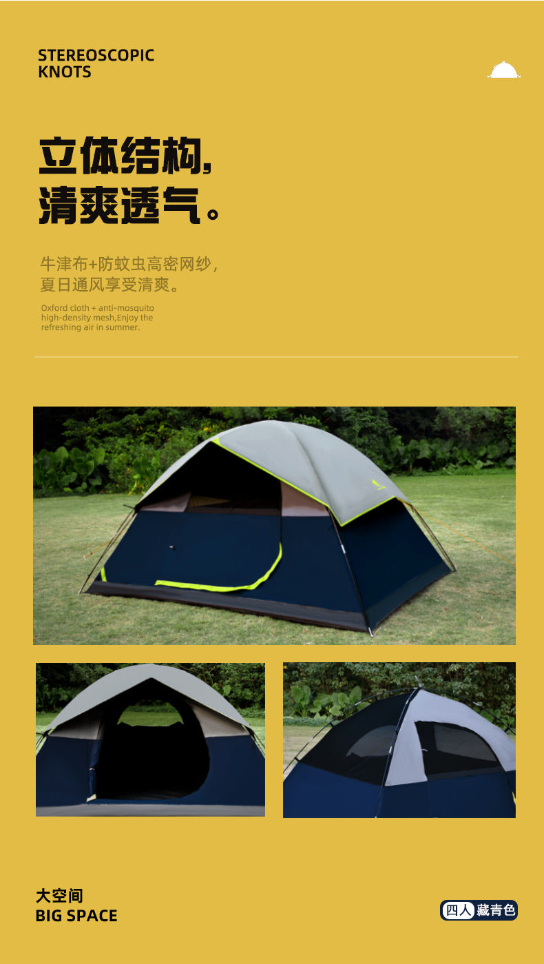 Camping Tent5-6Waterproof Sunscreen Black Glue Outdoor Double Layer Large Space Camping Park Wholesale Outdoor Camping
