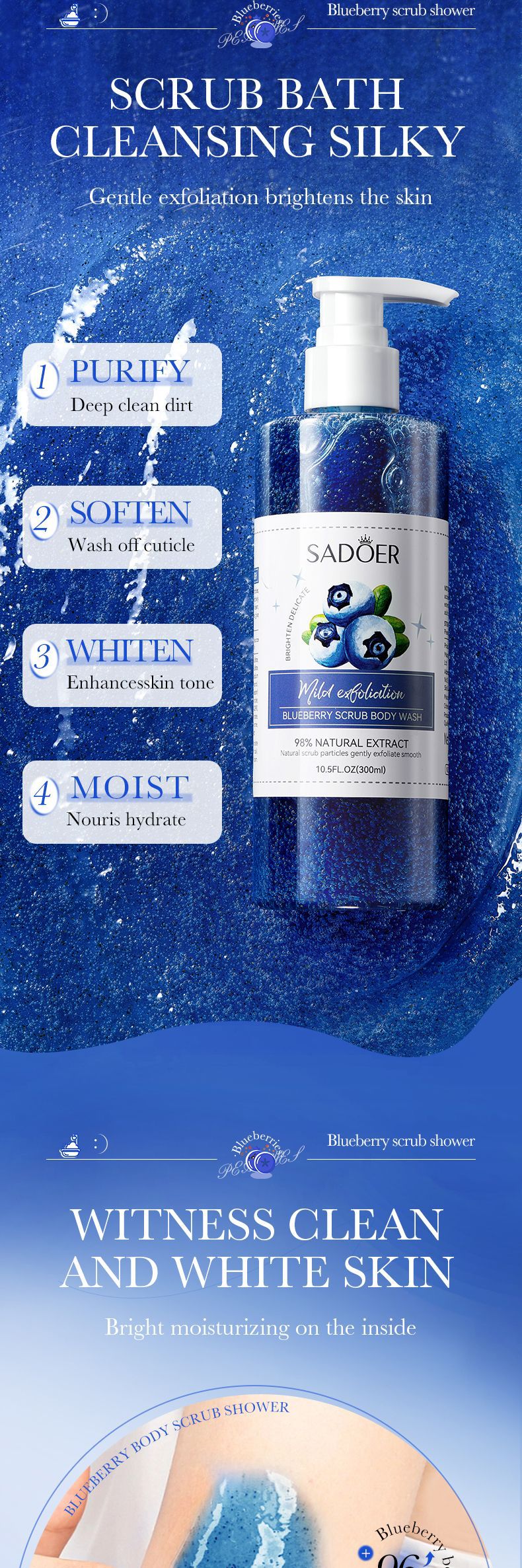 Full English Fruit Body Wash300mlSADOER Kiwi Body Scrub Shower Gel  Wholesale