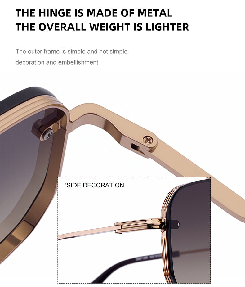2025New European and American Fashion Square Frame Sunglasses for Men High-End Frameless Sunglasses Men Trendy Sun Protection shades