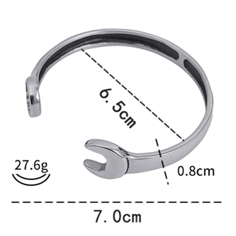Fashion Trend Men's Stainless Steel Wrench Open Bracelet Electroplated gold Personalized Titanium Steel Jewelry Wholesale