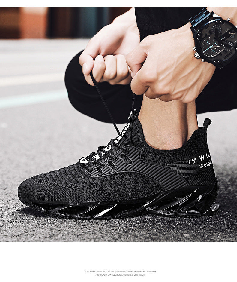 2025Summer New Men's Shoes Non-Slip Blade Shoes Men's Running Shoes Breathable Flyknit Mesh Shoes Sports Casual Shoes