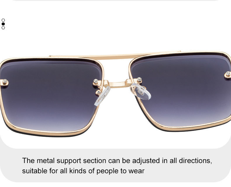 2025New European and American Fashion Square Frame Sunglasses for Men Retro Imitation Wood Grain Temple Double Bridge Sun Protection Sunglasses for Men