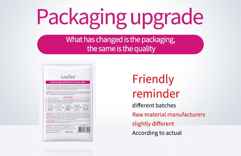 Full English Whitening Face Mask25g SADOER Niacinamide Arbutin Hydrating Moisturizing Tablets  Wholesale