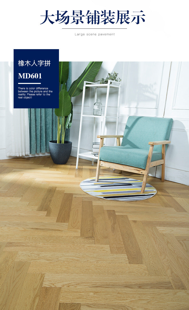 In-stock wholesale with on-site installation Herringbone Locking Floor Heating New Three-Layer Solid Wood Flooring Oak Black Walnut Flooring