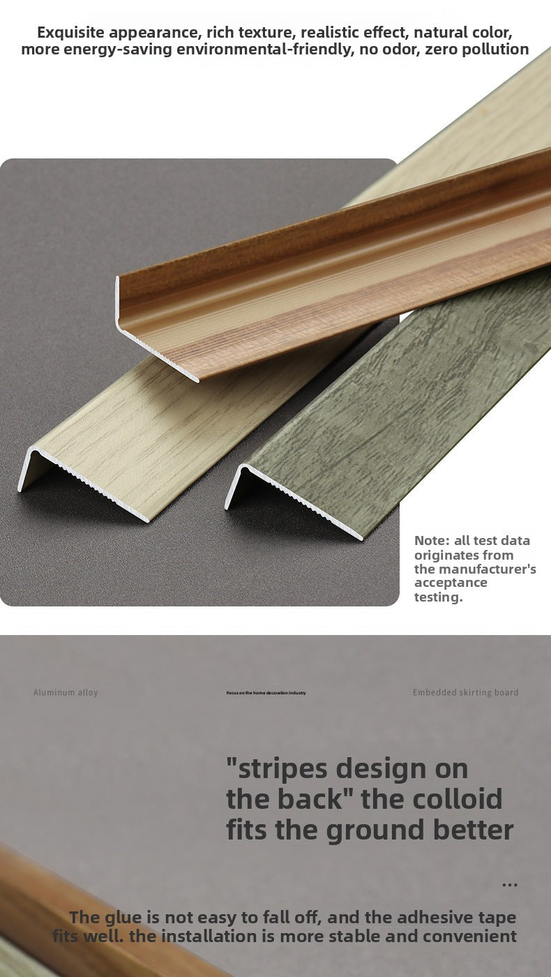 Aluminum alloy wood grain L Right-angle ultra-narrow wood flooring edge trim strip7Door threshold edging trim, wardrobe corner fastener strip