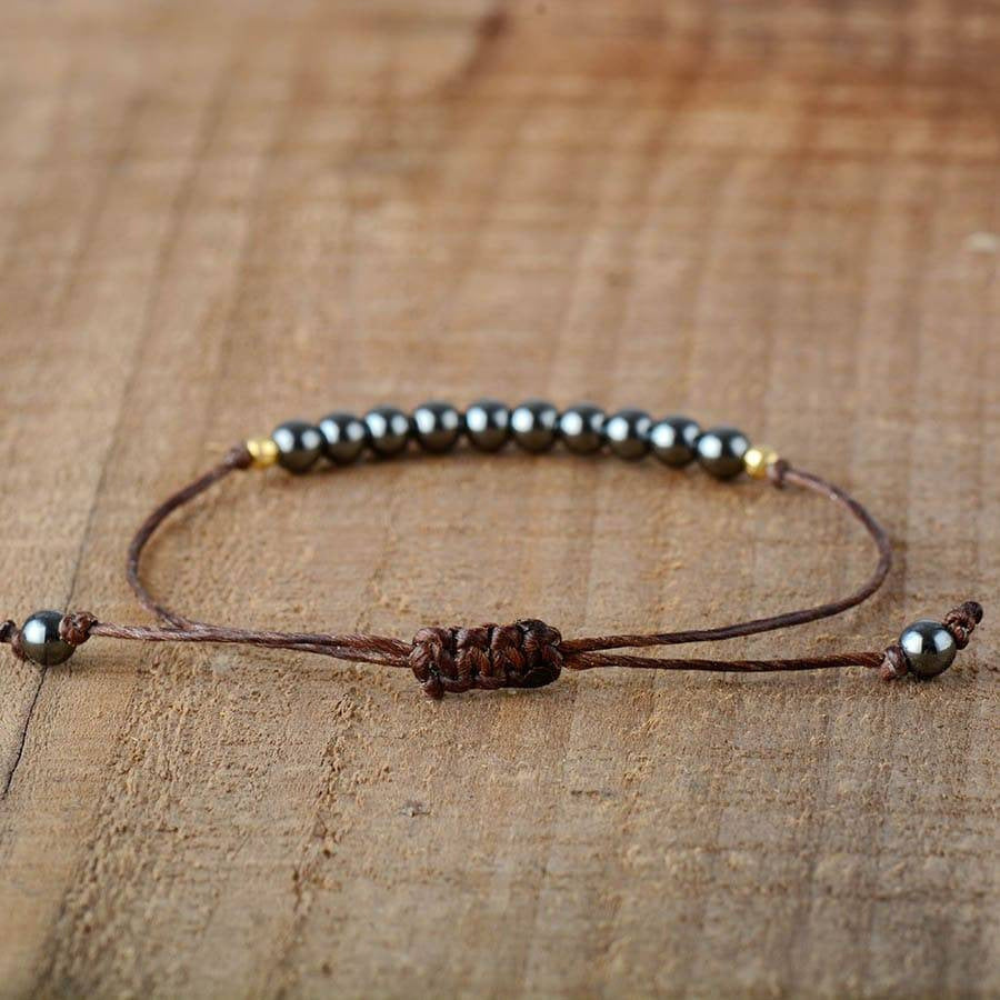 European and American Popular Natural Stone Beaded Bracelet Red Wood Grain Round Bead Stone Bracelet Wholesale