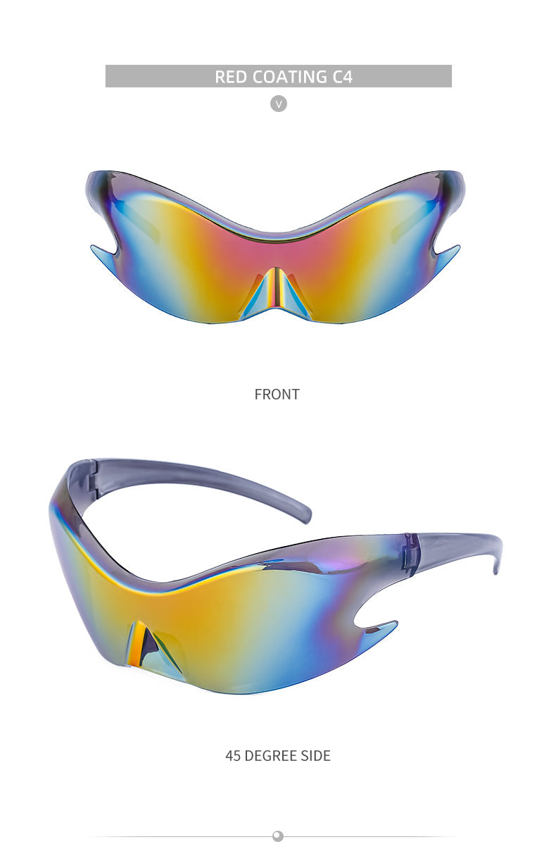 Europe and America Y2K Millennium Sports Windproof Colorful Sunglasses Men's Future Technology Style One-piece Sunglasses Women's Wholesale