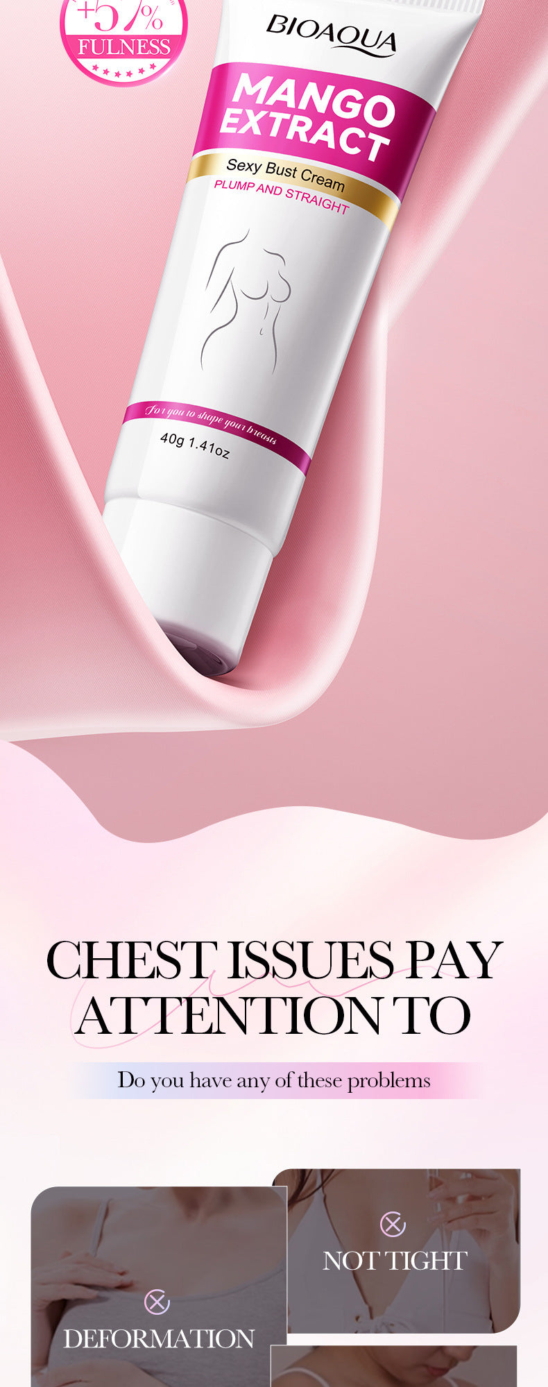 Full English Mango Breast Enhancement Cream40g BIOAOUA Breast Firming and Plumping Massage Care  Wholesale