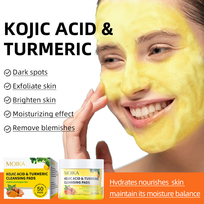 In Stock Turmeric Kojic Acid Cleansing Pads Exfoliating Cleansing Cotton Pads Skincare Wholesale