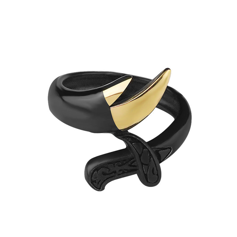 New Style Personality Stainless Steel Open Ring Bracelet Set Dark Cool Black gold Titanium Steel Jewelry Accessories