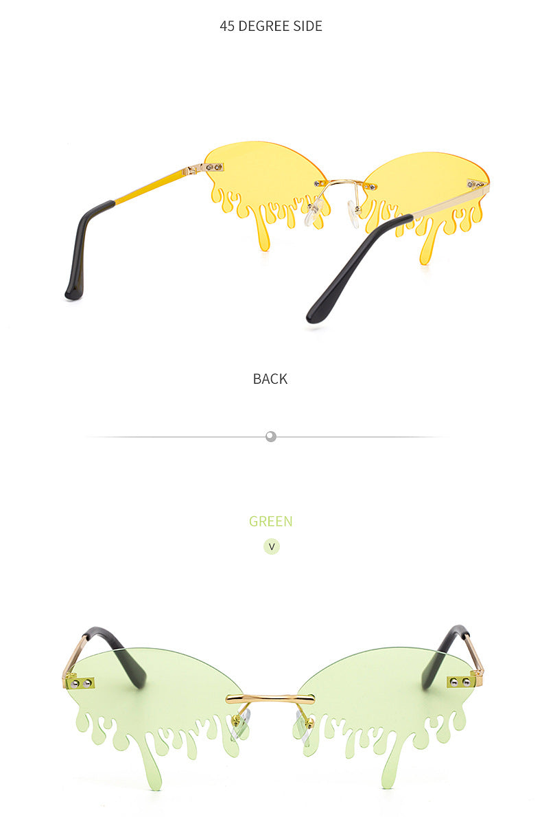 Christmas Costume Personality Tear Sunglasses for Women Metal Frameless Sunglasses Trendy European and American Party Funny Glasses