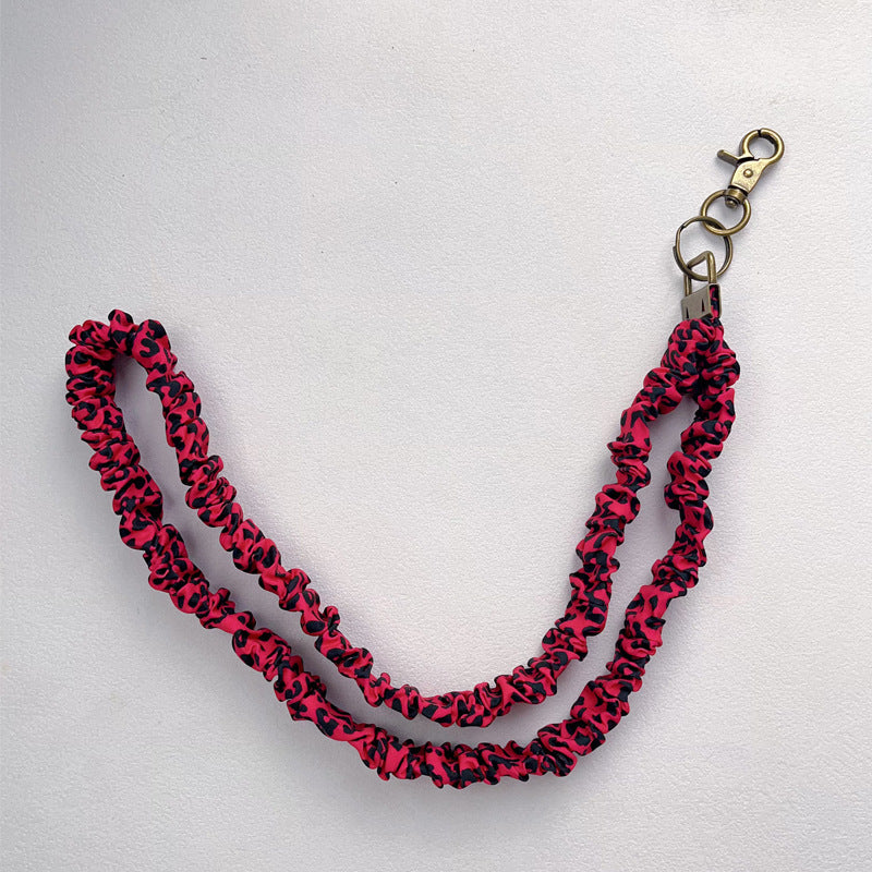 Keychain Large Elastic Polyester Wrinkle Print Hanging Ring Buckle Work Badge Phone Lanyard Chain