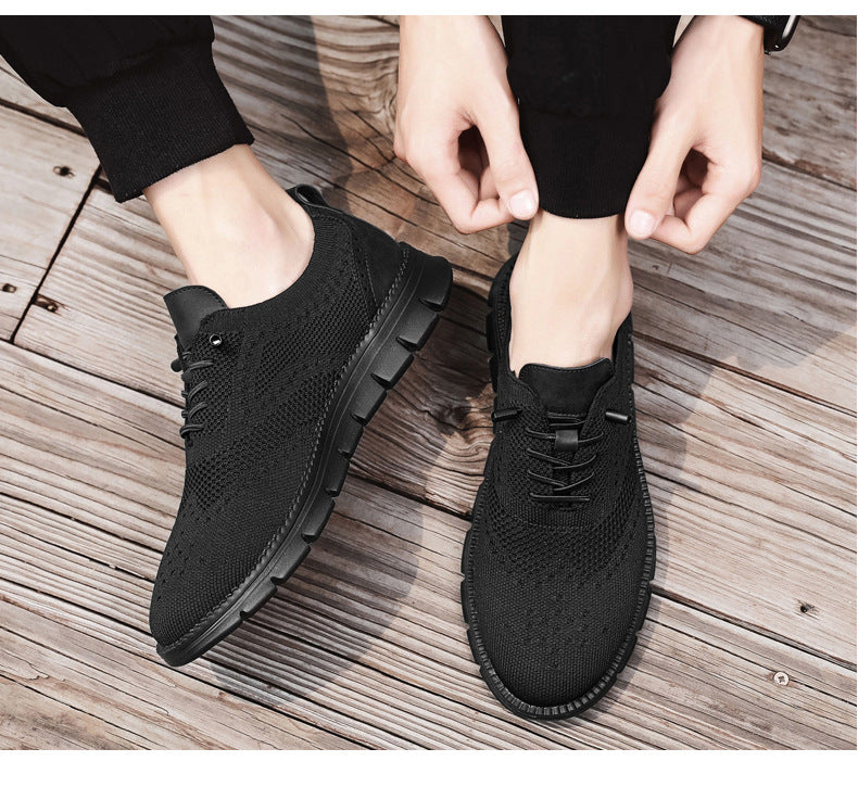 Flyknit Casual Shoes Men's Brogue Carved Loafers Men's Trendy Shoes Breathable Comfortable