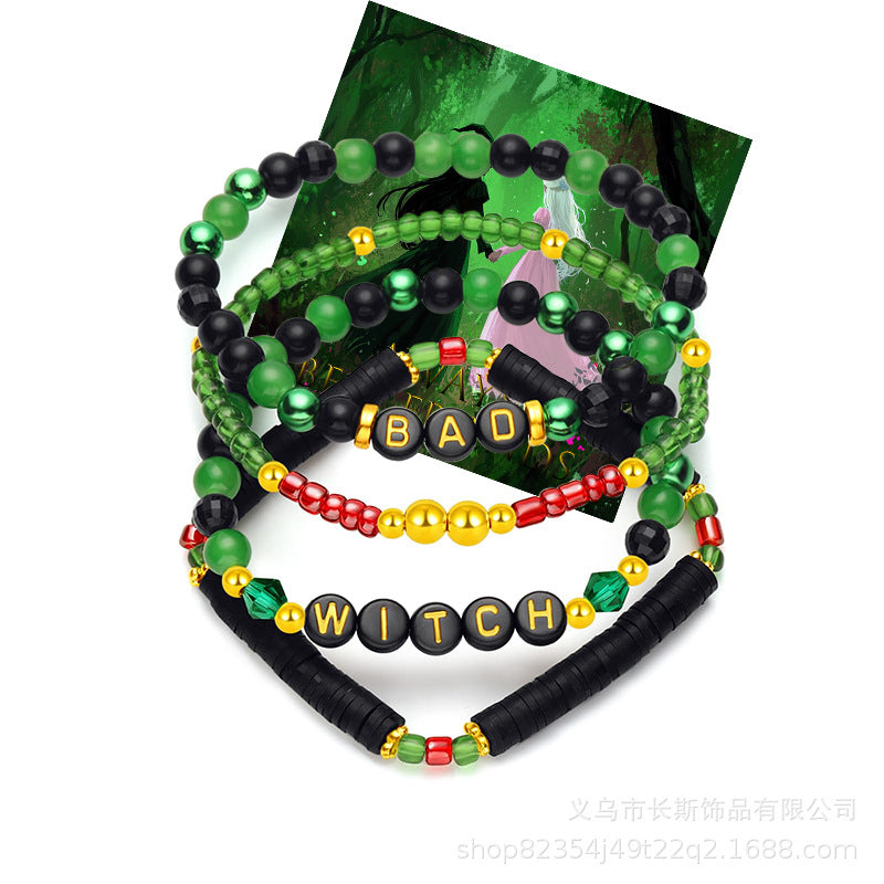 New Product WITCH Witch Bracelet Women's Friendship Gift Rice Beads GLINDA Alphabet Soft Clay Bracelet Set