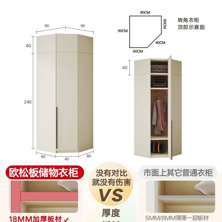 Solid Wood European Pine Board One-Door to Ceiling Ultra-High Combination Wardrobe Simple Modern2.5/2.6/2.7/2.8/3.0m Rice