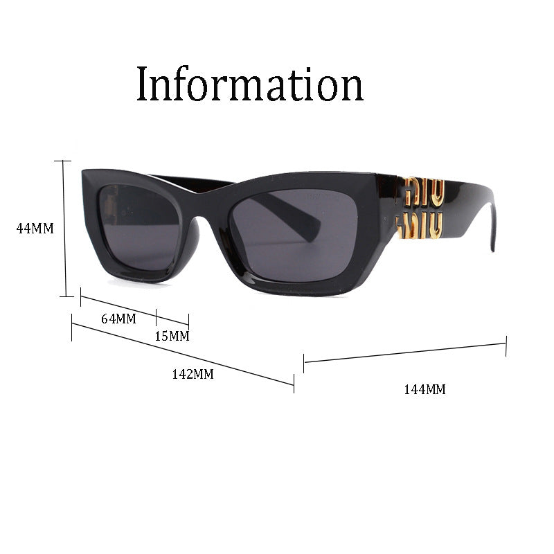 MU11Fashion Square Frame Letter Leg Sunglasses UV Protection Unisex Trendy Cat Eye Retro