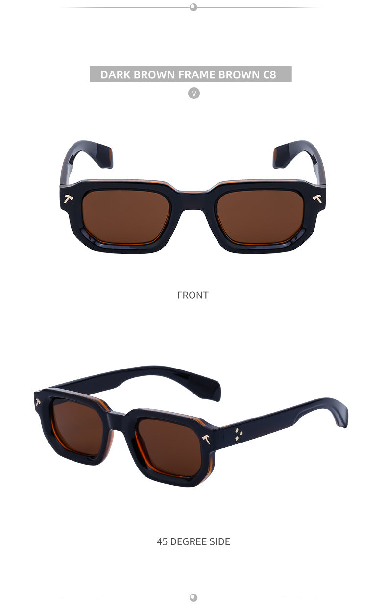 New European and American Fashion Square Frame Sunglasses for Men, Simple Personality Black Frame Glasses sunglasses