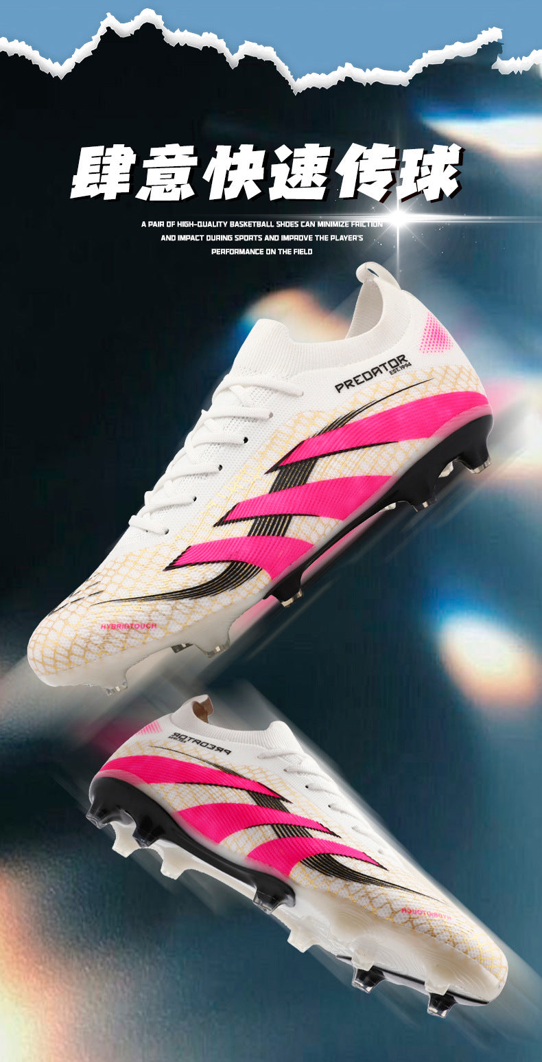 2025New Football Shoes for Men and Women, Youth Students, Fashionable and Comfortable, Long Spikes, Low-top, Factory Direct Sale