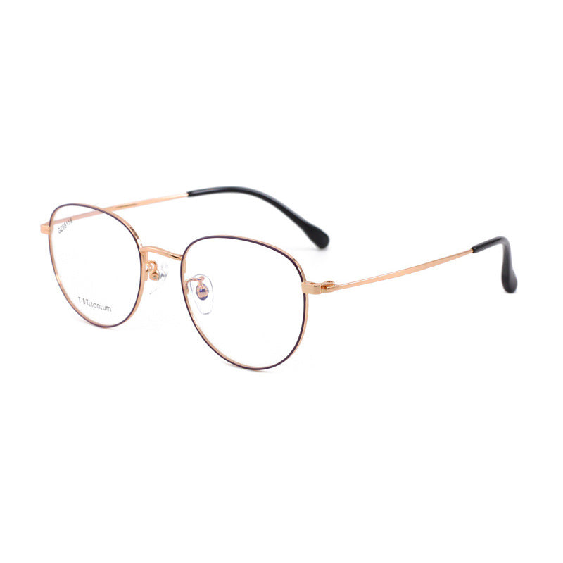 New Round Frame Unisex Oval Glasses Frame New Semi-Titanium Glasses Lightweight Fashionable