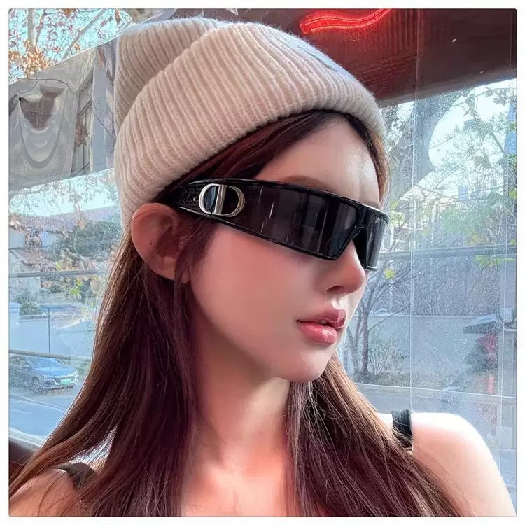 New One-Piece Headband Sunglasses for Women Outdoor UV Protection Sun Glasses High-End Trendy European and American Style Hair Accessories