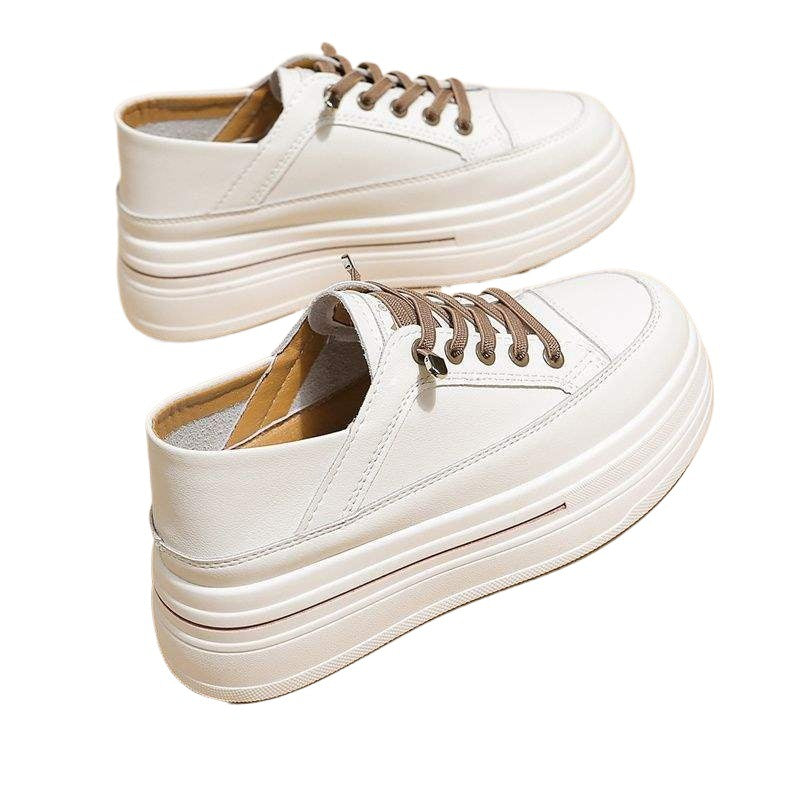 Women's Thick-Soled Height-Increasing White Sneakers for Spring and Autumn2025Summer New Hot-Selling Versatile Casual Slip-On Sneakers