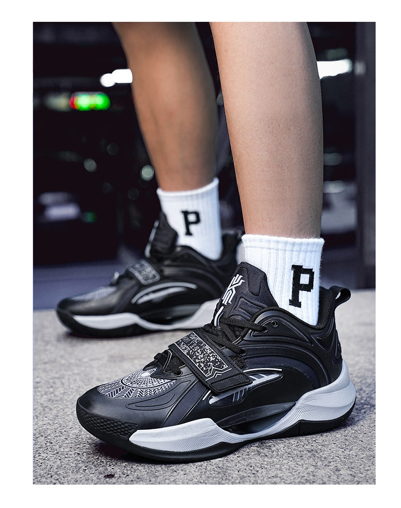 Summer Trendy Fashion Breathable Comfortable Sports Men's Shoes Youth High Elastic Practical Wear-resistant Rubber Sole Basketball Shoes