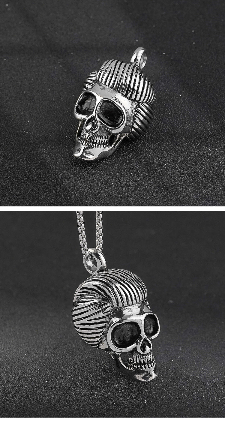 New Stainless Steel Skull Pendant European and American Style Skull Titanium Steel Necklace Wholesale