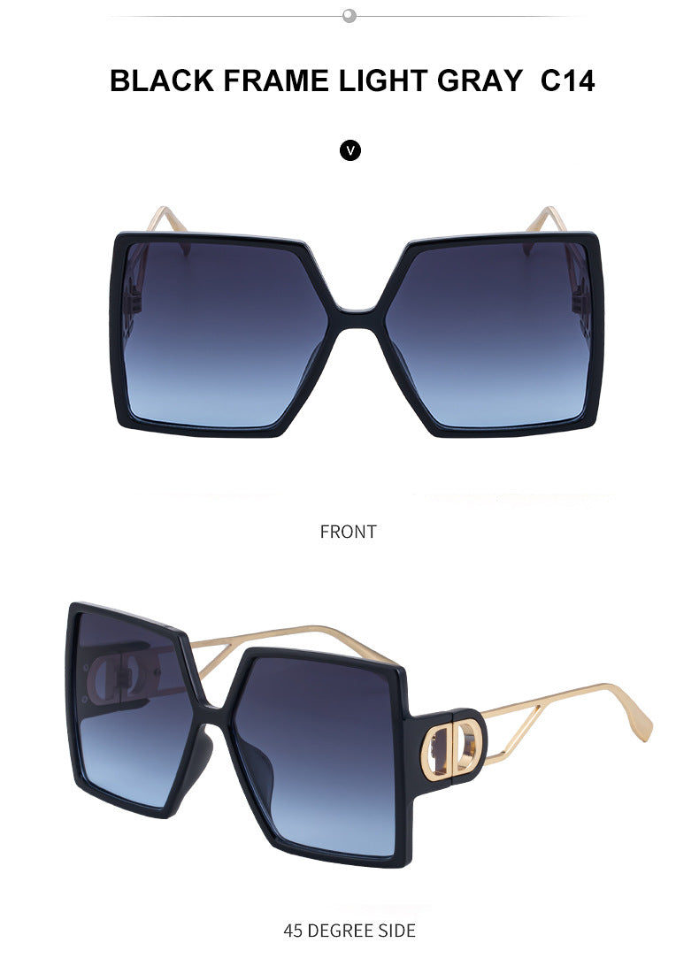 Fashion Large Frame Sunglasses for Women ins Internet Celebrity Style Square Frame Sunglasses for Women Trendy Street Photography Glasses sunglasses